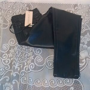 NEW! Black Pleather Pants 5058
